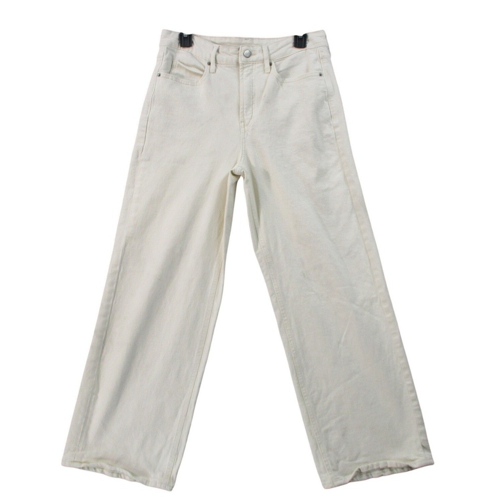 Old Navy Womens Extra High-Waisted Wide-Leg Jeans Cream Off-White Denim Pants